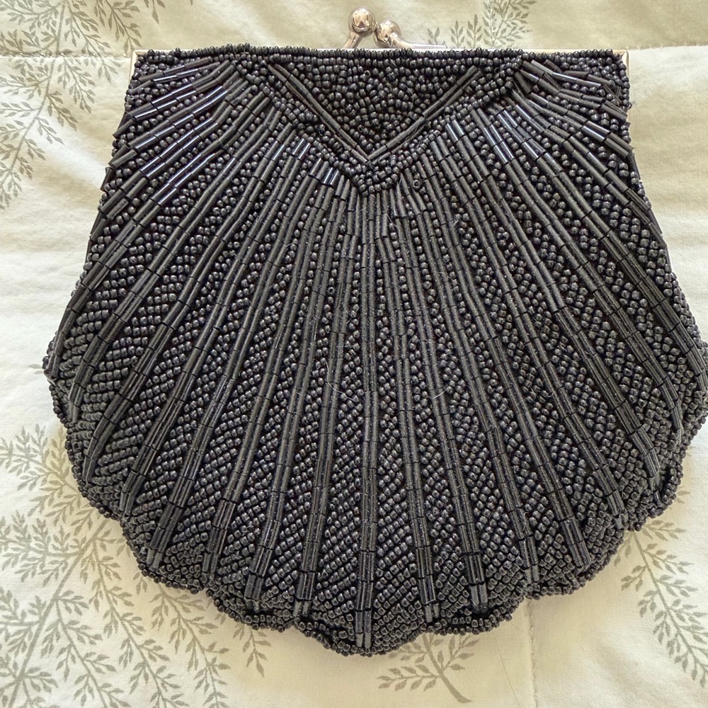 Elegant Black Beaded Evening Clutch